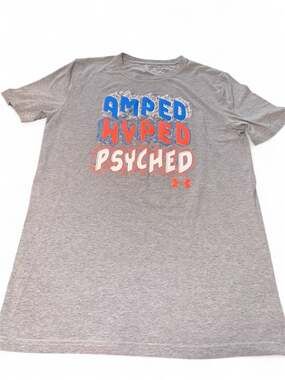 Under Armour Boys Amped Hyped Psyched Short Sleeve Graphic T-Shirt Gray